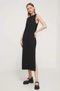 Sukienki - Vans sukienka bawełniana kolor czarny midi rozkloszowana - grafika 1