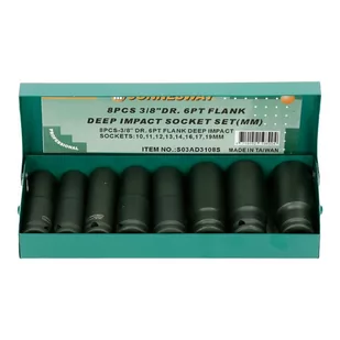 Zestaw nasadek udarowych długich 10-19 mm 3/8" 8 szt. Jonnesway S03AD3108S - Klucze i nasadki - miniaturka - grafika 1