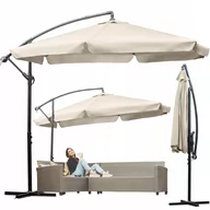 Parasole ogrodowe - PARASOL OGRODOWY Z WYSIĘGNIKIEM SKŁADANY REGULACJA WYSOKOŚCI BEŻOWY 350CM - miniaturka - grafika 1