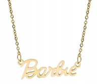 Wisiorki - Naszyjnik wisiorek Barbie Złoty Napis prezent Y2K - miniaturka - grafika 1