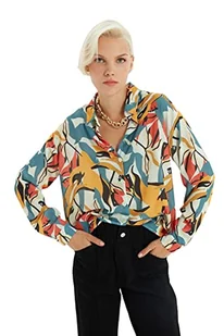 TRENDYOL Damska koszulka oversized basic kołnierzyk koszuli, Bardzo kolorowy, 34 - Koszulki i topy damskie - miniaturka - grafika 1