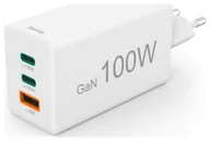 Ładowarki do telefonów - Hama ładowarka sieciowa mini 100W GaN PD/QC 2x USB-C, 1x USB-A biała - miniaturka - grafika 1
