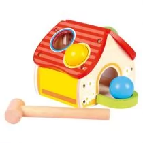 BINO Domek z kołkami do wbijania 6 elementów - Zabawki zręcznościowe - miniaturka - grafika 1