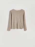 Swetry damskie - Reserved - Sweter z błyszczącą aplikacją - brązowy - miniaturka - grafika 1