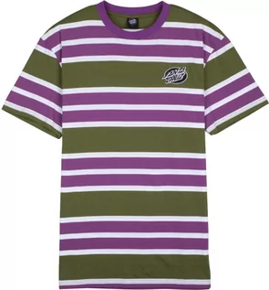 Koszulki męskie - t-shirt męski SANTA CRUZ MONO LINED OVAL DOT STRIPE TEE Sea Kelp Stripe - grafika 1