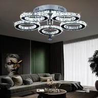 Lampy sufitowe - LED K9 kryształowa lampa sufitowa lampa sufitowa żyrandol salon zimny biały 50W - miniaturka - grafika 1