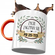 Kubki - Kubek Pomarańczowy na Urodziny 25 25te 25-te z Nadrukiem ze Zdjęciem + Opakowanie na prezent (wzór 02) - miniaturka - grafika 1