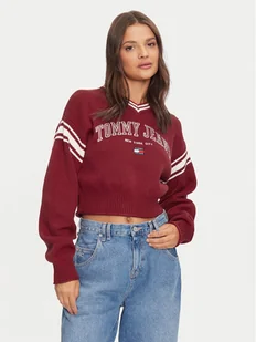 Tommy Jeans Sweter Varsity DW0DW18692 Czerwony Relaxed Fit - Swetry damskie - miniaturka - grafika 1