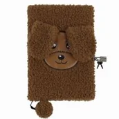 Pamiętniki, dzienniki, listy - Pamiętnik pluszowy z kłódką Pies DERFORM - miniaturka - grafika 1