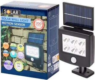 ZEWNĘTRZNA Lampa Elewacyjna Solar 200 lm Zasilanie Solarne Czujnik Ruchu - Lampy ogrodowe - miniaturka - grafika 1