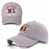 Czapki i chusty sportowe męskie - Czapka z Daszkiem INFLUENCER Bejsbolówka JASNOSZARA Bawełniana Pako Jeans - miniaturka - grafika 1