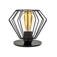 Lampy stojące - Czarna mała lampka nocna z drucianym kloszem do sypialni NOGOYA LOFT - miniaturka - grafika 1