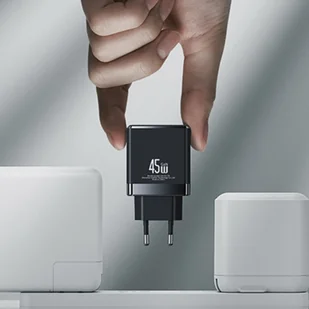 USAMS Ład. siec. 1xUSB-C+1xUSB 45W (only head) GaN PD3.0 +QC3.0 Fast Charging biały/white CC178TC02 (US-CC178) - Ładowarki do telefonów - miniaturka - grafika 7