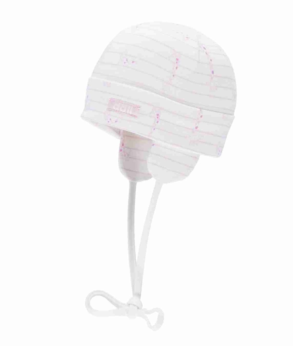 Czapka niemowlęca, biało-różowa, wiązana, Döll
