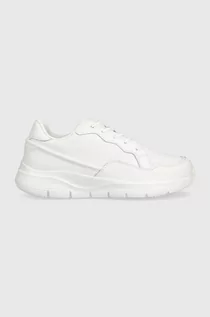 Sneakersy damskie - Trussardi sneakersy skórzane Bora kolor biały - grafika 1