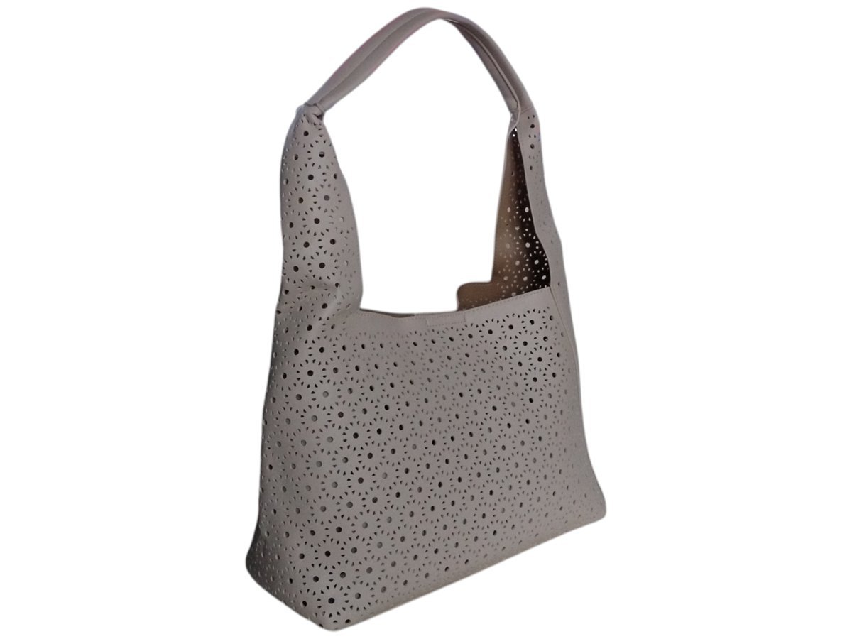 Torba Shopper Na Ramię +Mała Torebka Damska Listonoszka, Miejska, Beżowy