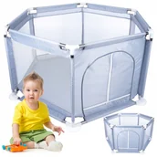 Łóżeczka i kojce - Duży Kojec Dla Dzieci Suchy Basen Na Piłki Zabawki Szary X43S - miniaturka - grafika 1