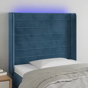 Lumarko Zagłówek do łóżka z LED ciemnoniebieski, 103x16x118/128 cm - Inne meble do sypialni - miniaturka - grafika 1