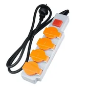 Przedłużacze i rozgałęźniki - Przedłużacz DPM 4 gniazda IP44 szaro-pomarańczowy 1.4m - miniaturka - grafika 1