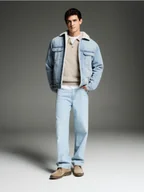 Spodnie męskie - Reserved - Jeansy straight z efektem sprania - niebieski - miniaturka - grafika 1