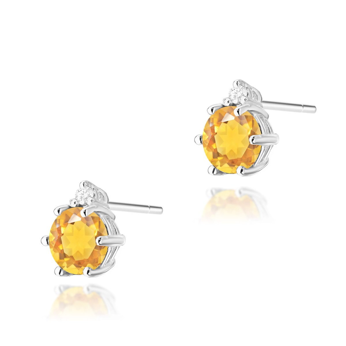 Złote kolczyki Cytryn 2 x 0,50ct białe złoto pr. 585