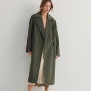 Płaszcze damskie - Reserved - Dwurzędowy płaszcz z dodatkiem wełny - Zielony - miniaturka - grafika 1