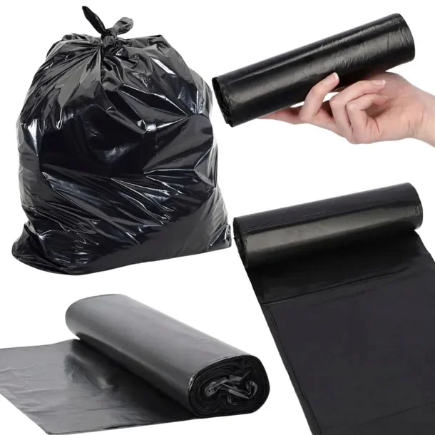Worki na śmieci odpady zmieszane 160L 10szt czarne LDPE 28my Mocne Grube