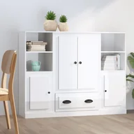 Szafki do salonu - vidaXL Wysokie szafki, 3 szt., białe z połyskiem - miniaturka - grafika 1