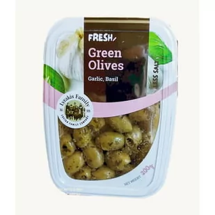 Oliwki Zielone Drylowane Z Czosnkiem I Bazylią Pasteryzowane Fresh Pack 200G Lyrakis Family - Pasztet i przetwory mięsne - miniaturka - grafika 1