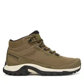 Buty trekkingowe męskie - Trekkingi Salomon Shelter Waterproof L47974000 Khaki - miniaturka - grafika 1