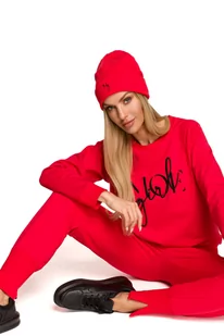 M709 Czapka beanie z haftem MOE GIRL - czerwona (kolor czerwony, rozmiar uniwersalny) - Czapki dla dzieci - miniaturka - grafika 3