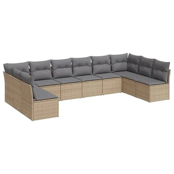 Zestaw wypoczynkowy modułowy rattan PE beżowy 55x62x69 cm