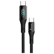 Kable USB - Extralink Smart Life USB-C - USB-C z wyświetlaczem LED czarny 100W, 200cm - miniaturka - grafika 1