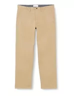 Spodnie męskie - GANT Klasyczne spodnie męskie Regular Twill Chinos, Dark Khaki, Standard, khaki (Dark Khaki), 34W / 32L - miniaturka - grafika 1