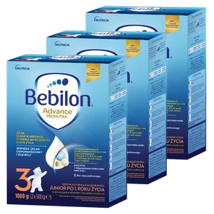 Zestaw Bebilon Advance Pronutra 3 Junior, odżywcza formuła na bazie mleka, po 1 roku, 3 x 1000 g - Mleko modyfikowane Zestaw Bebilon Advance Pronutra 3 Junior, odżywcza formuła na bazie mleka, po 1 roku, 3 x 1000 g - Mleko modyfikowane - miniaturka - grafika 1