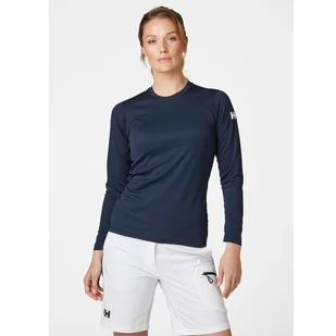 Damska koszulka termoaktywna Helly Hansen Tech Crew Ls navy - S - Bielizna sportowa damska - miniaturka - grafika 1