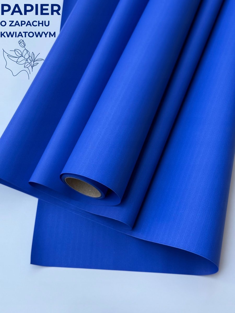 Folia florystyczna do pakowania satynowy o zapachu kwiatowym Szafir 50cmX9m