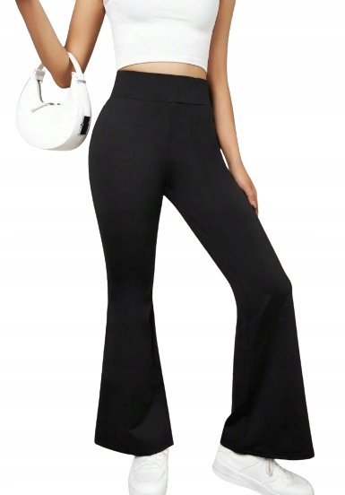 SHEIN CZARNE LEGGINSY DZWONY GŁADKIE KLASYCZNE 140-146 11JB