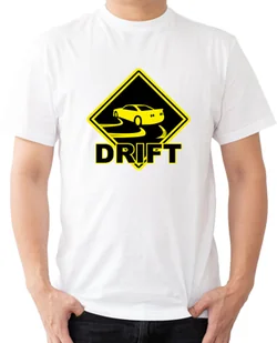 T-SHIRT MĘSKI AUTA MOTORYZACJA DRIFT BMW MERCEDES KOSZULKA BIAŁA R-S A252 - Koszulki męskie - miniaturka - grafika 1