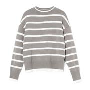 Swetry damskie - Cropp - Szary sweter w białe paski - - miniaturka - grafika 1