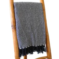 Narzuty - Komfortowa Narzuta Boho - 140x200 cm - 100% bawełny Granatowy - miniaturka - grafika 1