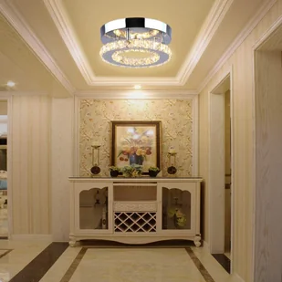 Fortuna Lai Led Kryształowa Lampa Sufitowa Nowoczesny Kryształowy Żyrandol Podtynkowy LED Okrągła Kryształowa Lampa Sufitowa Chromowana Lampa Wisząca do Salonu Kuchnia Biuro Sypialnia Jadalnia Wyspa (Wielokolorowa) [Klasa energetyczna E] - Lampy sufitowe - miniaturka - grafika 1