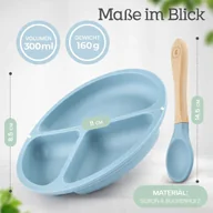 Miseczki i talerzyki dla dzieci - Talerzyk Miabino Niebieski Silikon - miniaturka - grafika 1