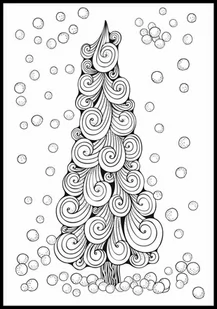 Kolorowanka choinka i płatki śniegu, święta, zima, Boże Narodzenie - Kolorowanki, wyklejanki - miniaturka - grafika 1