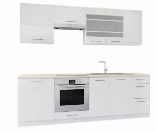 Zestaw białych szafek kuchennych 8 sztuk 240 cm K5-H11 - Meble kuchenne - miniaturka - grafika 1