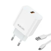 Ładowarki do telefonów - Ładowarka Sieciowa 22,5W QC3.0 USB + Kabel USB - micro USB Jellico AK165 białe - miniaturka - grafika 1
