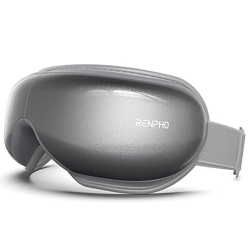 RENPHO masażer do oczu z ciepłem, kompresja powietrza Bluetooth muzyka ładowalna terapia oczu masażer dla zmniejszenia zmęczenia oczu ciemne koła torby na oczy suche oczy poprawiają sen (C-Grey)