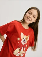 Koszulki dla dziewczynek - Reserved - Świąteczny t-shirt - czerwony - miniaturka - grafika 1