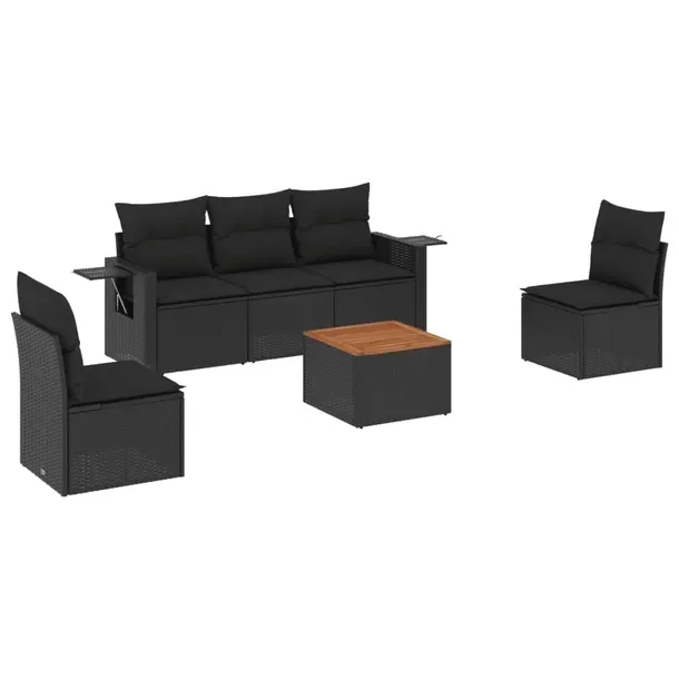 Modułowy zestaw mebli ogrodowych z poduszkami, czarny, rattan PE, 55x62x69