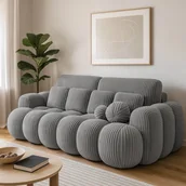 Sofy i kanapy - Sofa z Funkcją Spania COTONN Rozkładana Szara Sztruksowa Nowoczesna - miniaturka - grafika 1